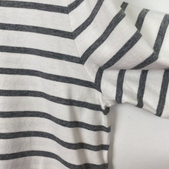 J.Crew L Bride Boatneck Top Striped Gray White Navy Cotton Wedding Bachelorette - Picture 7 of 12